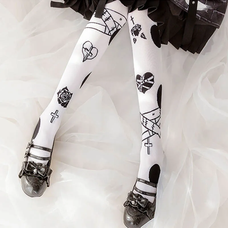 

Лолита Doll'S носки с принтом «сердце» японский Kawaii белый трикотажные носки, красивые детские носки выше колена молодая девушка, студентка Лол...