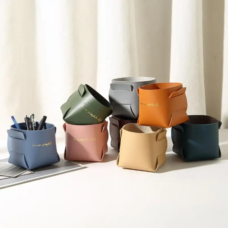 

Кожаный ящик для хранения ключей для крыльца, складной ящик для косметики для гостиной, спальни, рабочего стола