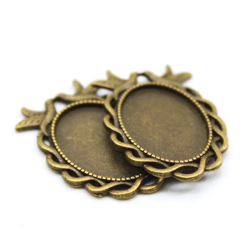 5шт/лот 18x25мм самостоятельно изготовленная основа для ювелирных изделий в форме овала стеклянного кабошона, античная бронзовая подвеска MC-101