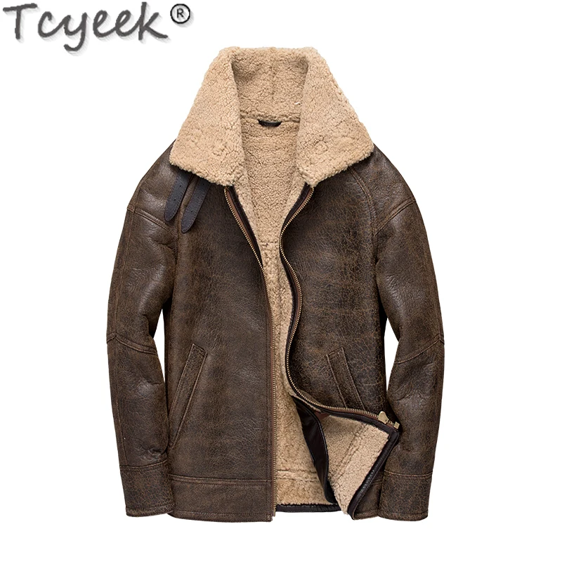 

Tcyeek Natural Fur Coat Men Motorcycle Male Jacket Real Sheep Shearling Winter Mens Jackets and Coats Fashion 2020 Veste Homme 3