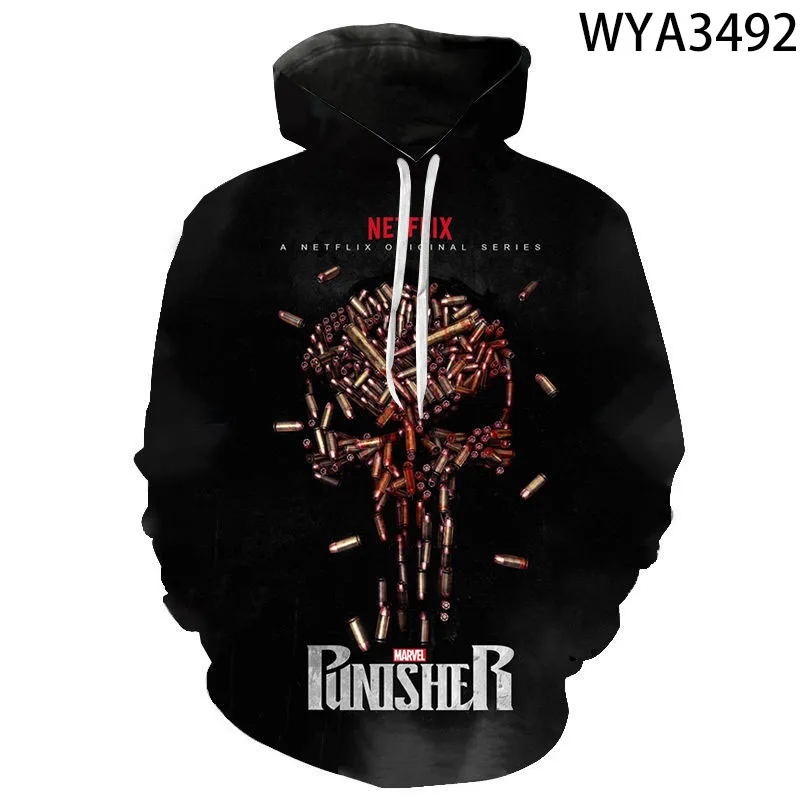 

Spring And Fall New Hoodies Punisher Men Women Children 3D Printed Streetwear Sweatshirt Pullover Streetwear Boy Girl Kids Tops