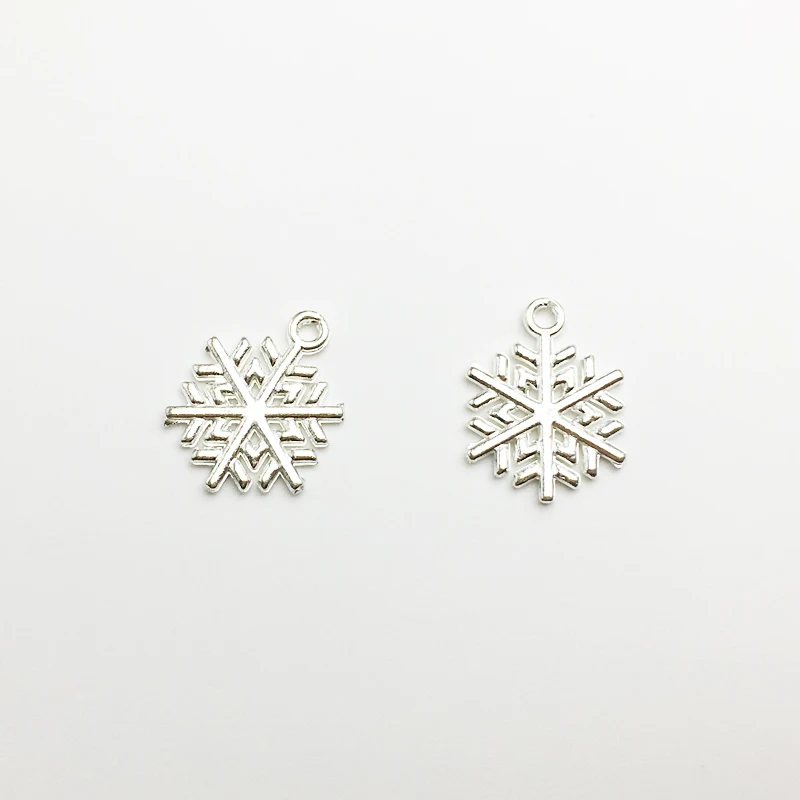 

20pcs Charms Snow Snowflake 15*20mm Silver Plated Pendants Antique Jewelry Making DIY Handmade Craft Pendant