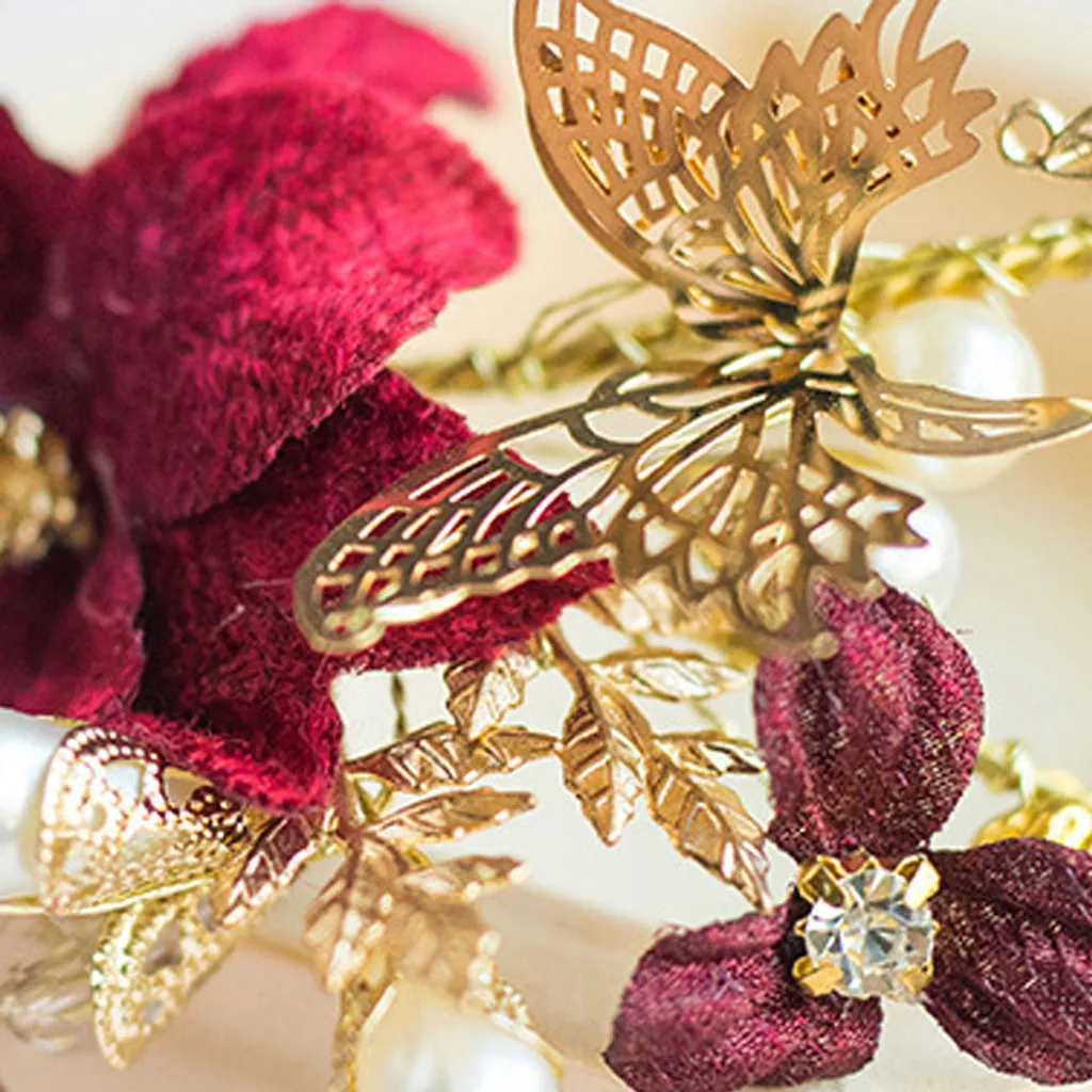 Headbands For Women Shiny Crystal Pearl Hairband Gold Silver Branches Floral Head Band Wedding Bride Tiara Crown Hair Jewelry#p5 |