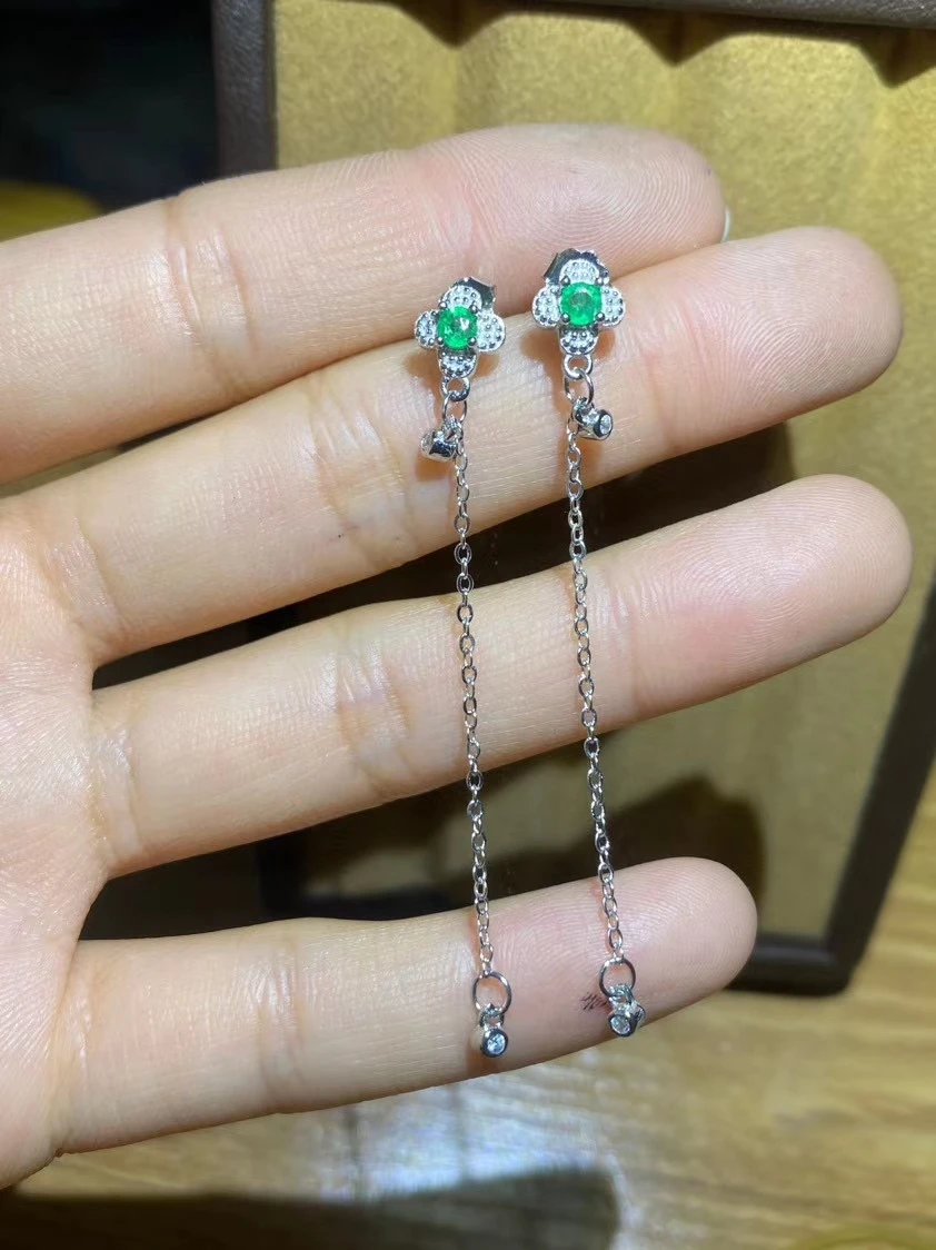Женские серьги-капельки из серебра 925 пробы с изумрудами | Украшения и аксессуары
