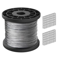100m length 116 wire cable 7x7 strand core 368lbs167kg breaking strength with 100 pcs crimping clamps loop sleeve