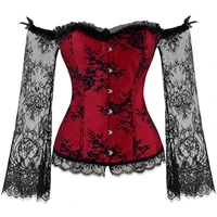 steampunk vintage corset gothic corsets and bustiers lace up long sleeves off shoulder sexy korset corsage corcepet tops