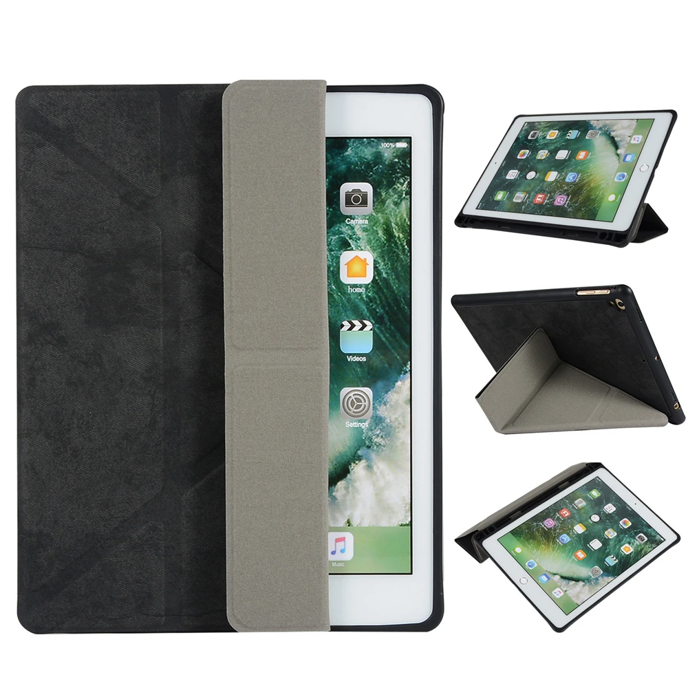 Для iPad 9,7 дюймов Pro 9,7 чехол с карандашом держатель трехстворчатая подставка задняя крышка для iPad 5 6 Air 1 2 Smart Funda HY006