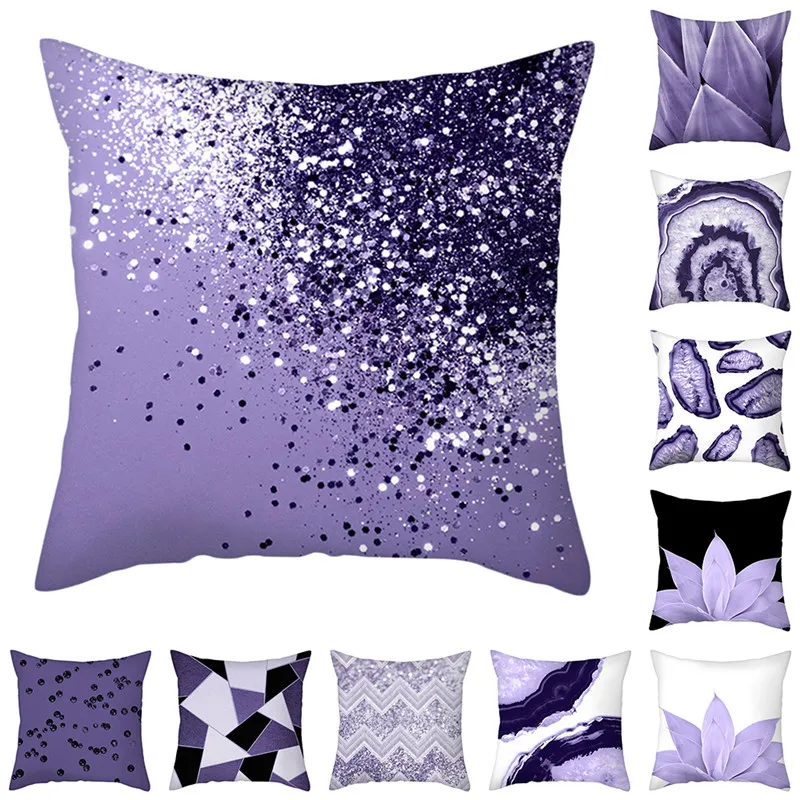 Fuwatacchi геометрические фиолетовые Чехлы для подушек с цветами и лепестками