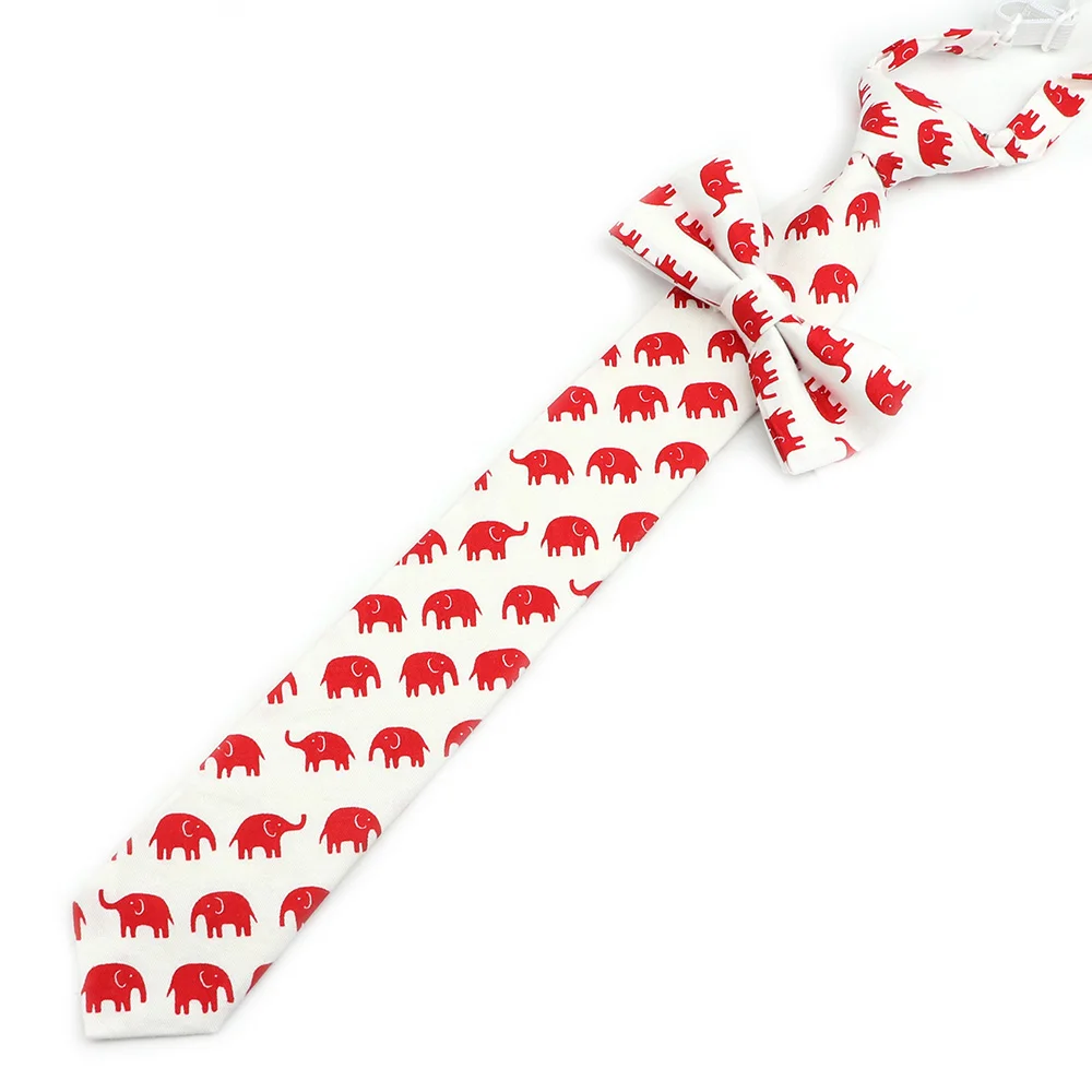 Cotton Cartoon Kids Elastic Necktie Bowtie Set Duck Dog Bear Elephant Boys Girls Lovely Cute Print Tie School Daily Skinny Ties |
