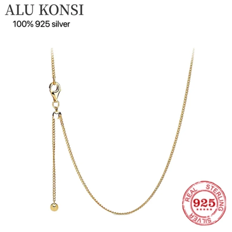 

Hot Sale high quality 100% 925 Sterling Silver Fit Original pan necklace For Women temperament luxury DIY Jewelry wedding gift