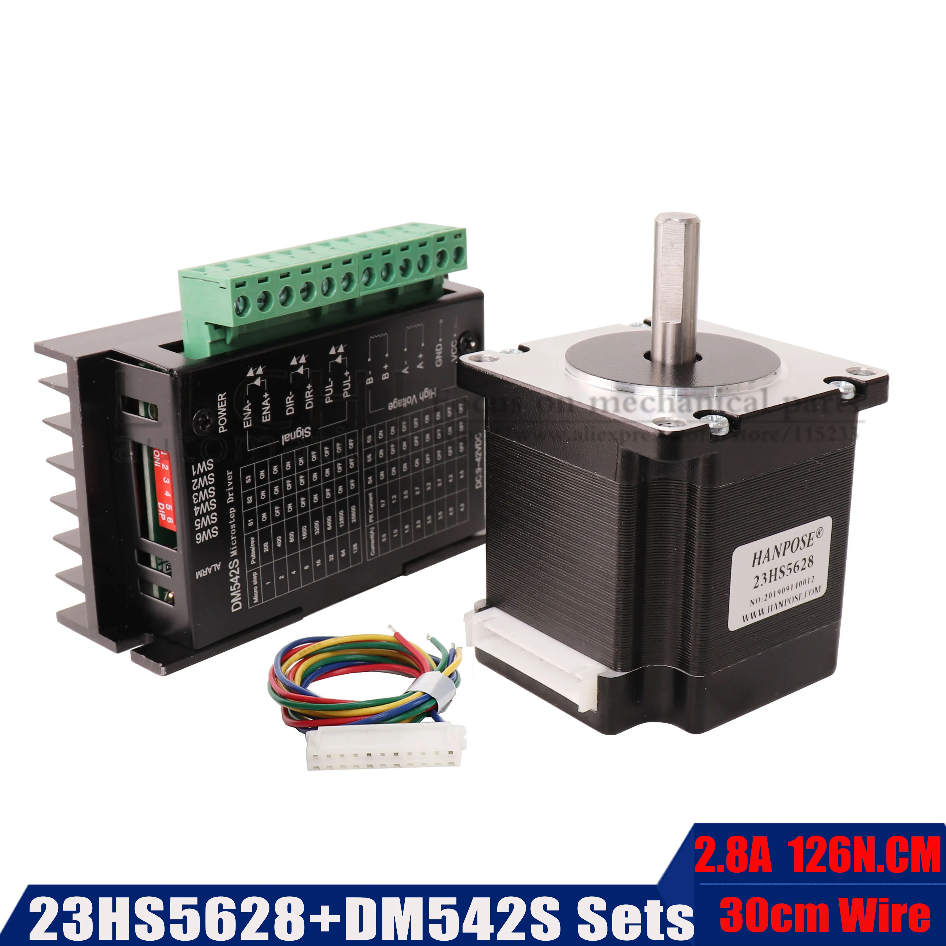4 проводной шаговый двигатель Nema 23 23HS5628 126N.cm с драйвером 4A 9 ~ 42V DM542S для 3D принтера