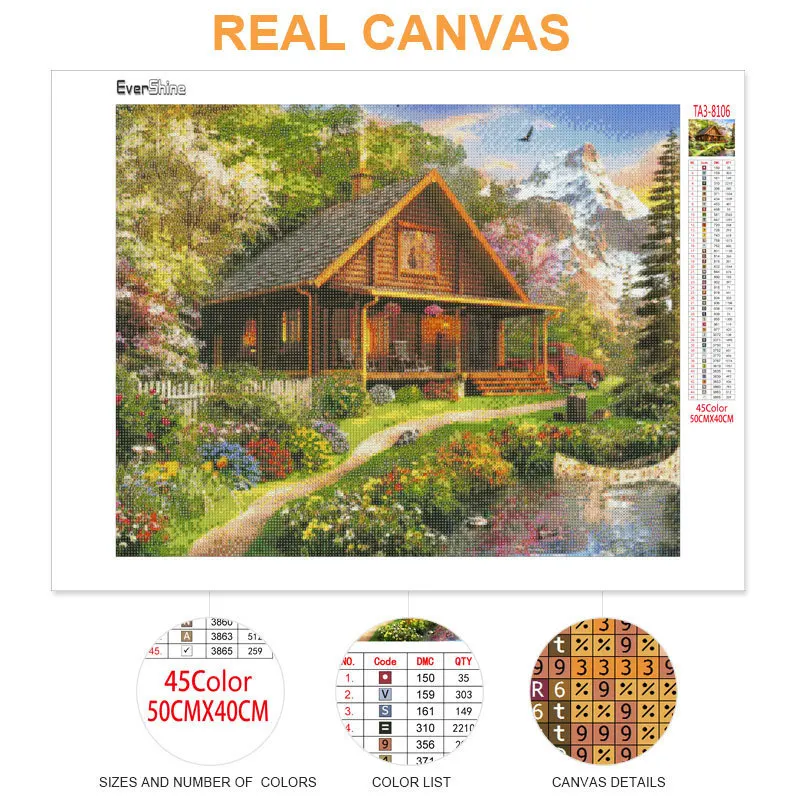 evershine 5d diamond painting kits house picture rhinestones diamond embroidery lakeside landscape cross stitch decor home free global shipping