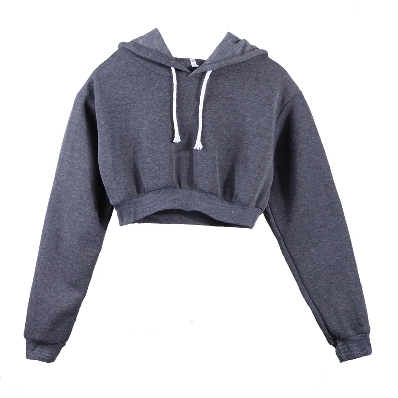 New Fashion Women's Hoodies Ladies Crop Top Hoodie Plain Pullover Sweatshirts Hoodies Women's Clothes Autumn Streetwear Casual