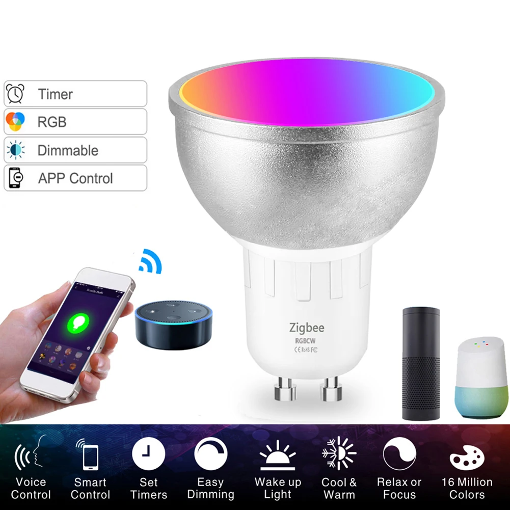 

GU5.3/GU10 Smart Wifi Voice Light Cup Bulb 5w Rgb Ww Cw Smart Home Bulb Support Alexa Google Home Voice Control