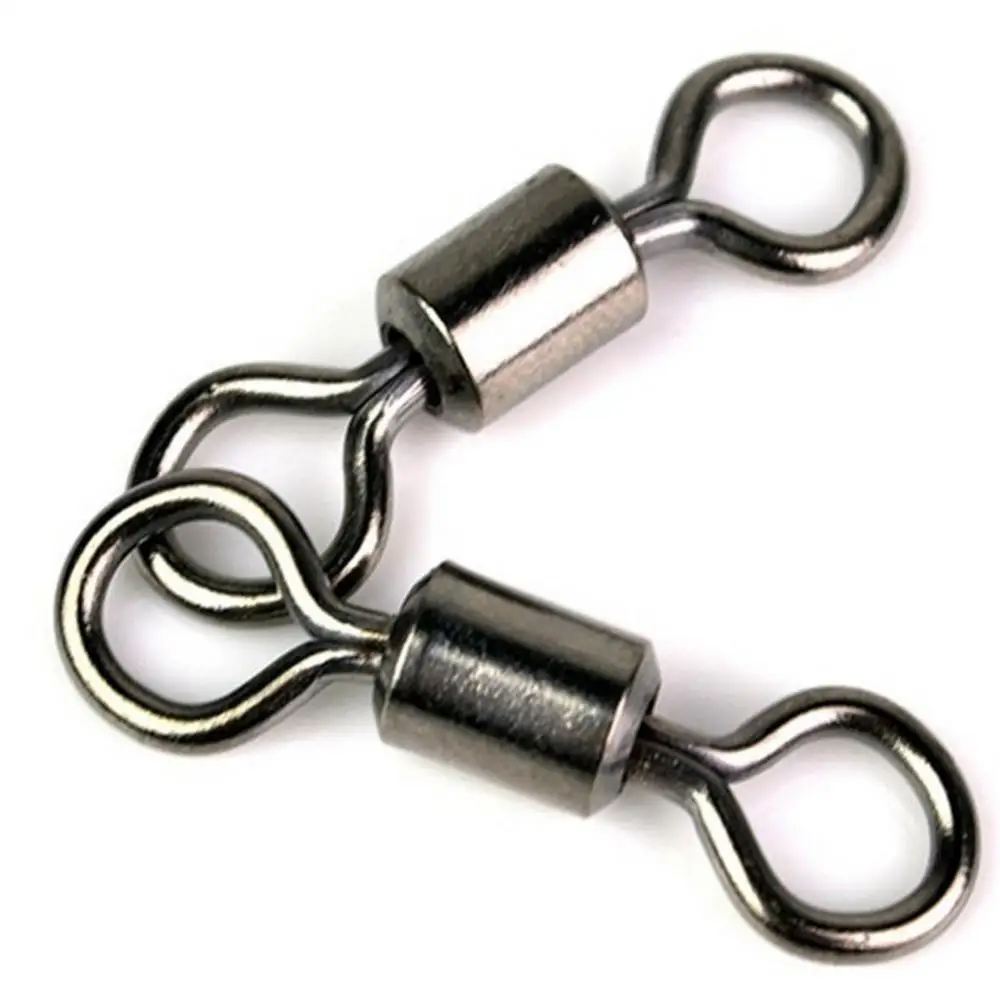 

50%HOT 50Pcs #2-#10 Ball Bearing Swivel Solid Rings Fishing Connector Fishing Hooks