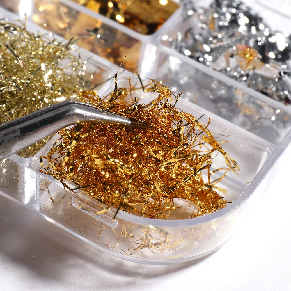 

Manicure Gold Foil Platinum Pieces Glittering Powder Gold and Silver Gold Foil Platinum Pieces 6-grid Box Art Decoration Nails