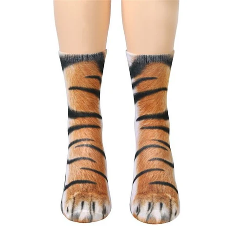 Носки унисекс для детей и взрослых с 3D рисунком лап животных носки для кошек собак динозавров тигровых лап носки для женщин мужчин детей Забавный Повседневный Рождественский подарок