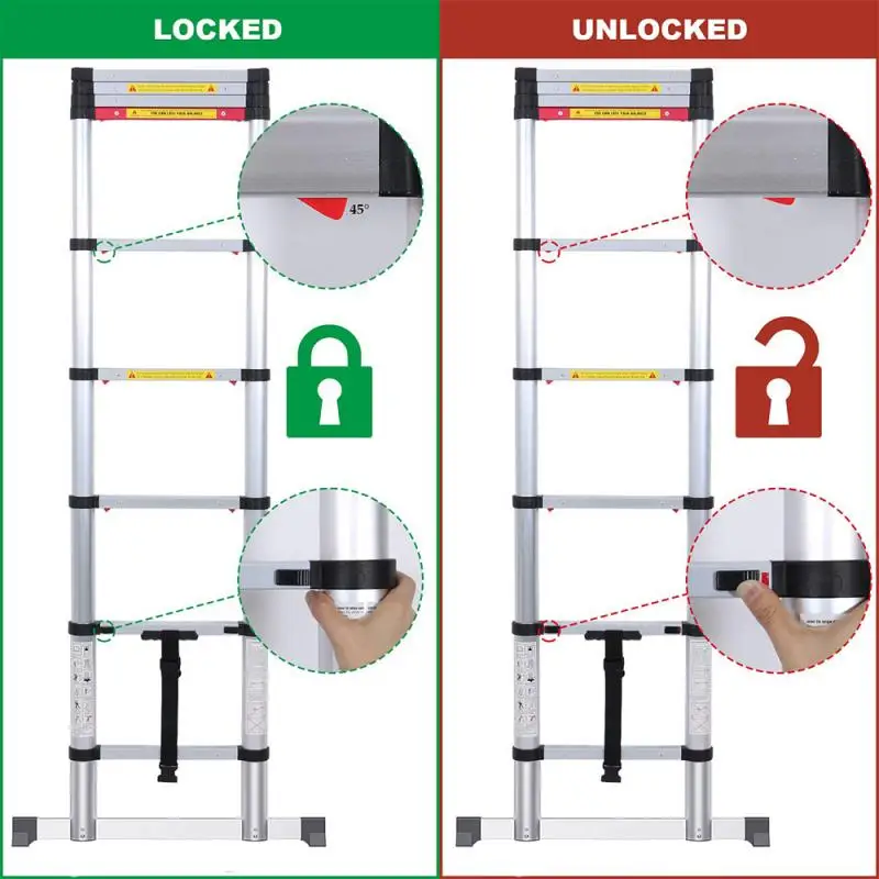 

Foldable Telescopic Herringbone Ladder Stable Non-slip Aluminum Ladder Household Step Ladder Straight Ladder HWC2m Ladders