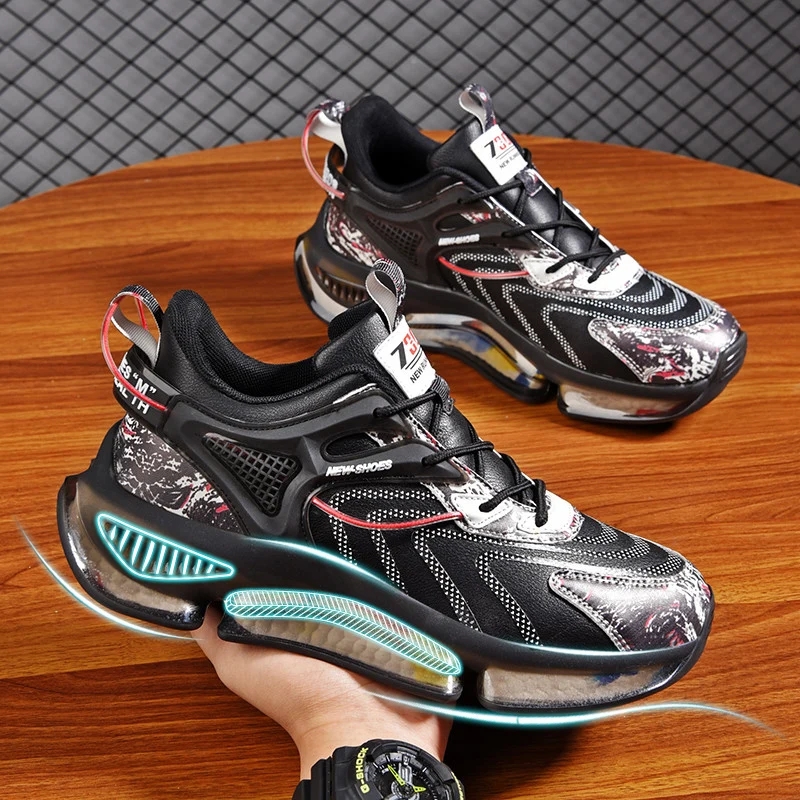 

Leather Men's Sneakers Loafers Shoes 2021 New Comfortable Men's Running Shoes Fashion No-slip Cushioning Sports Shoes Men Shoes