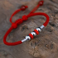 925 sterling silver bead bracelet bangles lucky red rope thread charm bracelets for women men jewelry girl gift wholesale