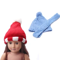 18 inch american doll girls cute red wool hat newborn baby toys accessories fit 40 43 cm boy dolls gift c182
