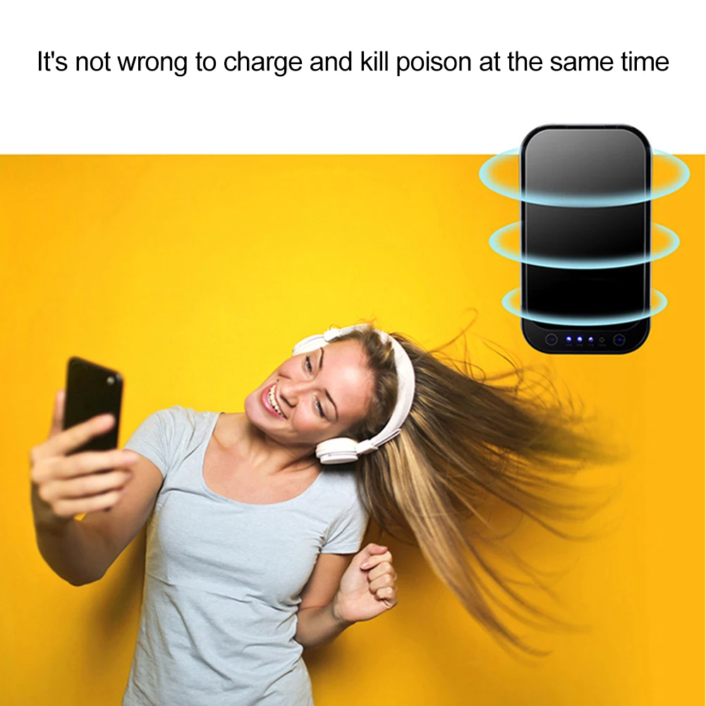 

2W UV Sterilizer Ultraviolet Light Disinfect Box Cleaner Machine Sanitizer w/ Wireless Charging for Telephone Cell Phone Mask