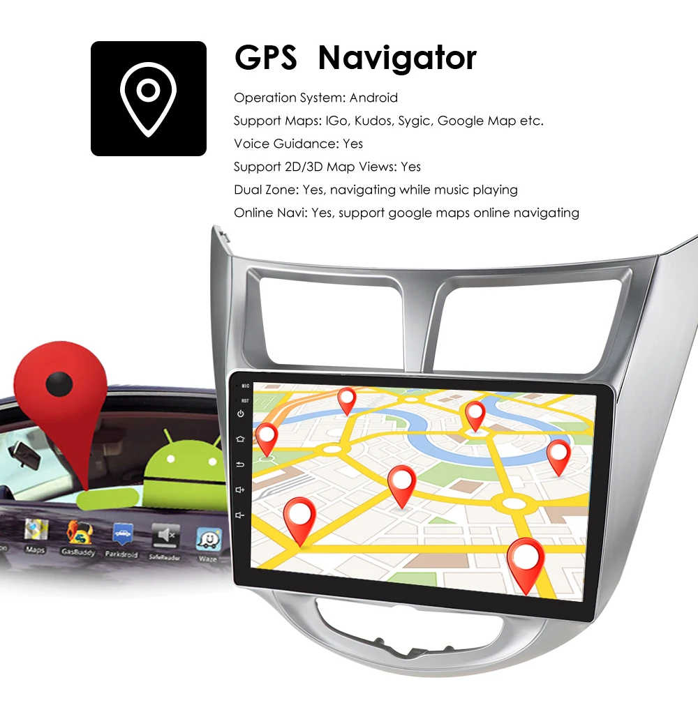 Автомобильный мультимедийный плеер для Hyundai Solaris accent Verna i25 GPS IPS Android gps навигация
