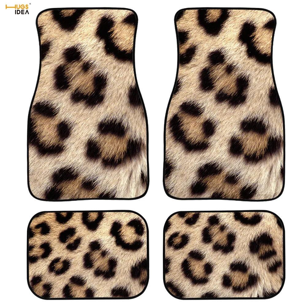 Универсальный защитный коврик для автомобильного пола с леопардовым принтом |