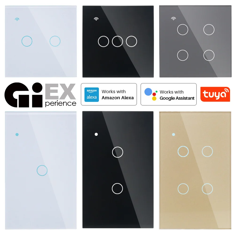 WI FI сенсорный светильник настенный выключатель ЕС/США стекло синий светодиод TUYA