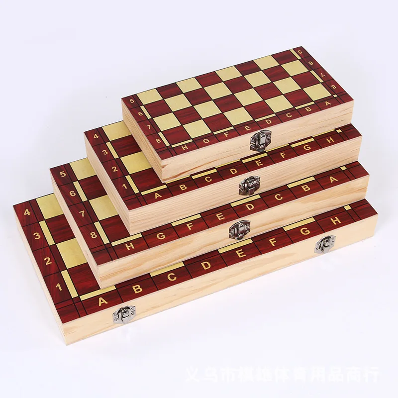 

4 Size International Chess Chess Wooden Folding Magnetic Wood Boxed Color Box package Set Board Game Foldable Portable Kids Gift