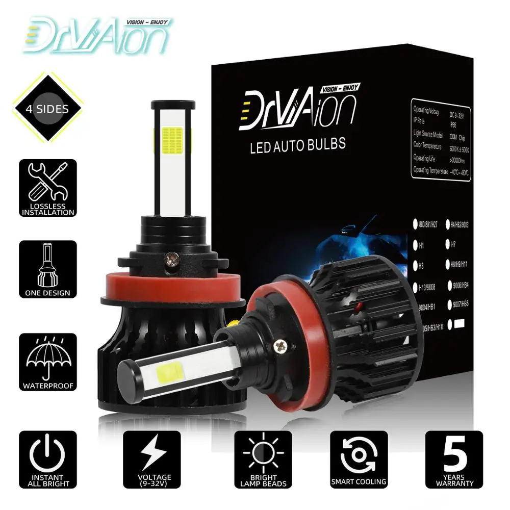 2x H11/H1/H4/H7 H8 H9 9005HB3/9006 HB4 6000K 12V лампы освещения автомобиля Универсальные мини фары