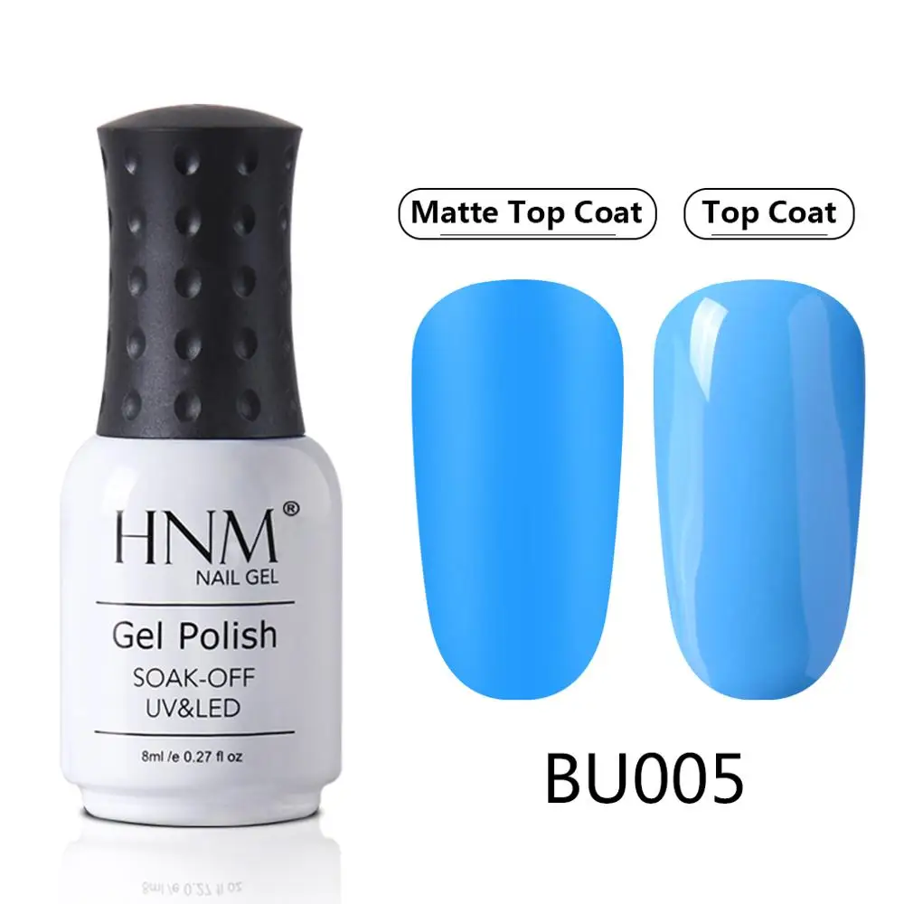 BU005 HNM Blue Purple Matte Effect Gel Nail Polish Need Matt Top Coat Base Semi Permanent UV LED Lamp Hybrid Varnishes Lacquer Gellak - Цвет: BU005