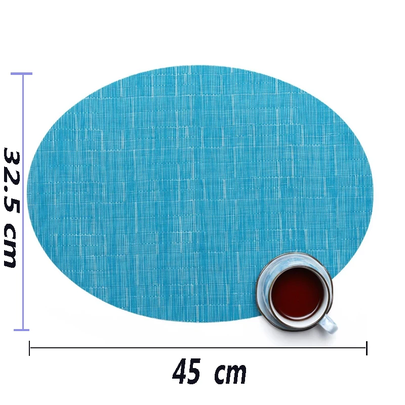 

Nordic PVC Bamboo Pattern Placemats Teslin Non-slip Anti-scald Oval Dining Table Mat Furniture Decoration Heat Insulation Pad