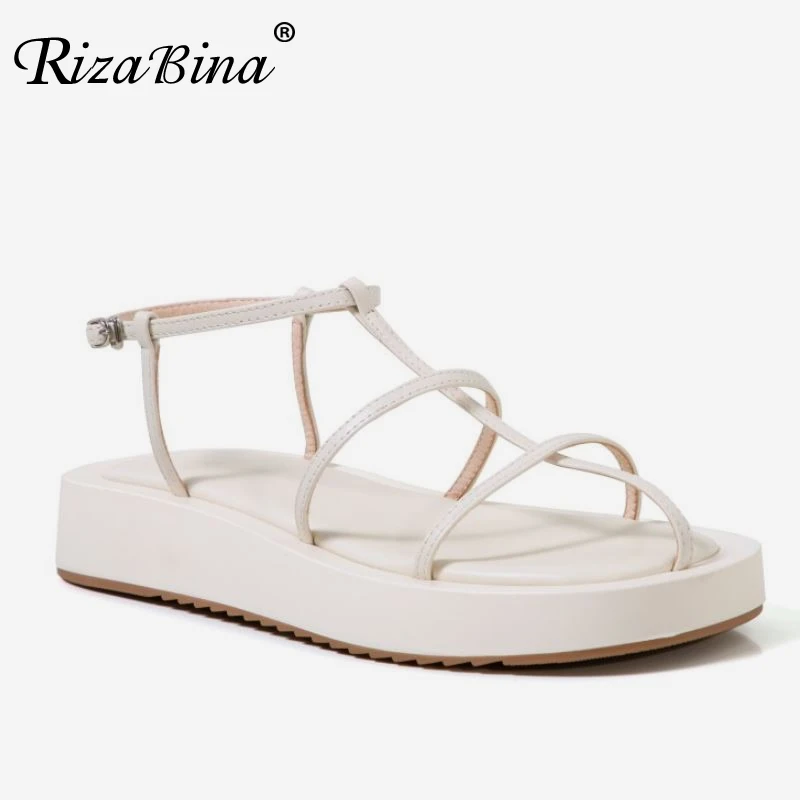 

RizaBinaWomen сандалии обувь на плоской подошве; Круглый носок; Летняя женская обувь; Ажурные туфли с пряжкой; Модная повседневная женская обувь р...