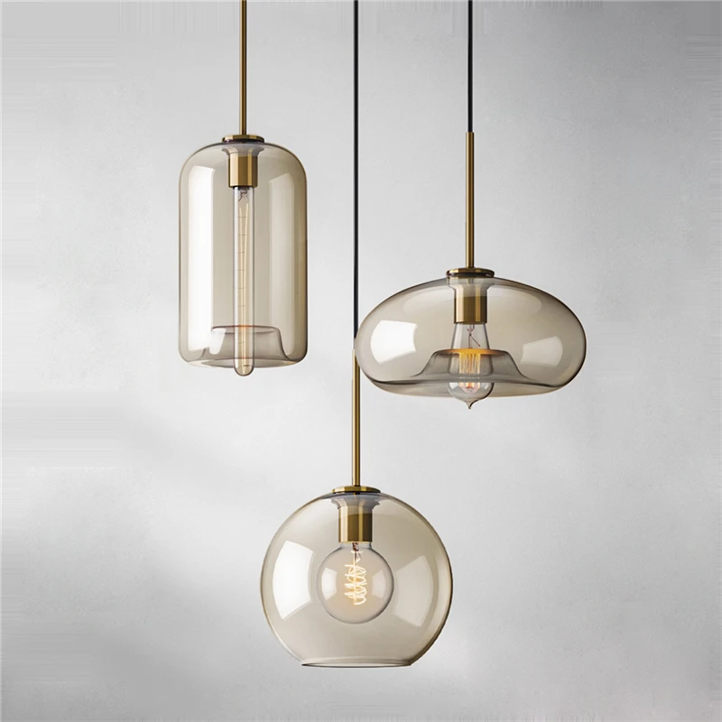 Modern Led E27 Bulb Pendant Lights Glass Led Hanging Lamp for Home Bedroom Living Room Kitchen Decoration Simple Fixtures