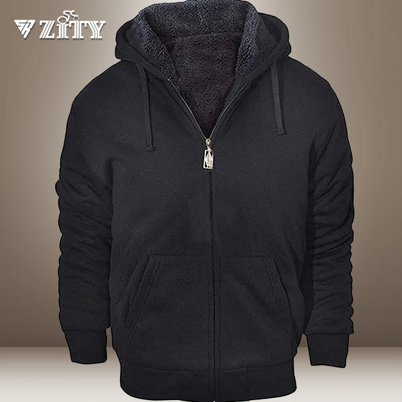 Zity Hoodies for Men Heavyweight Fleece Sweatshirt - Full Zip Up Thick Sherpa Lined Hoodies Sweatshirt Coat Jacket