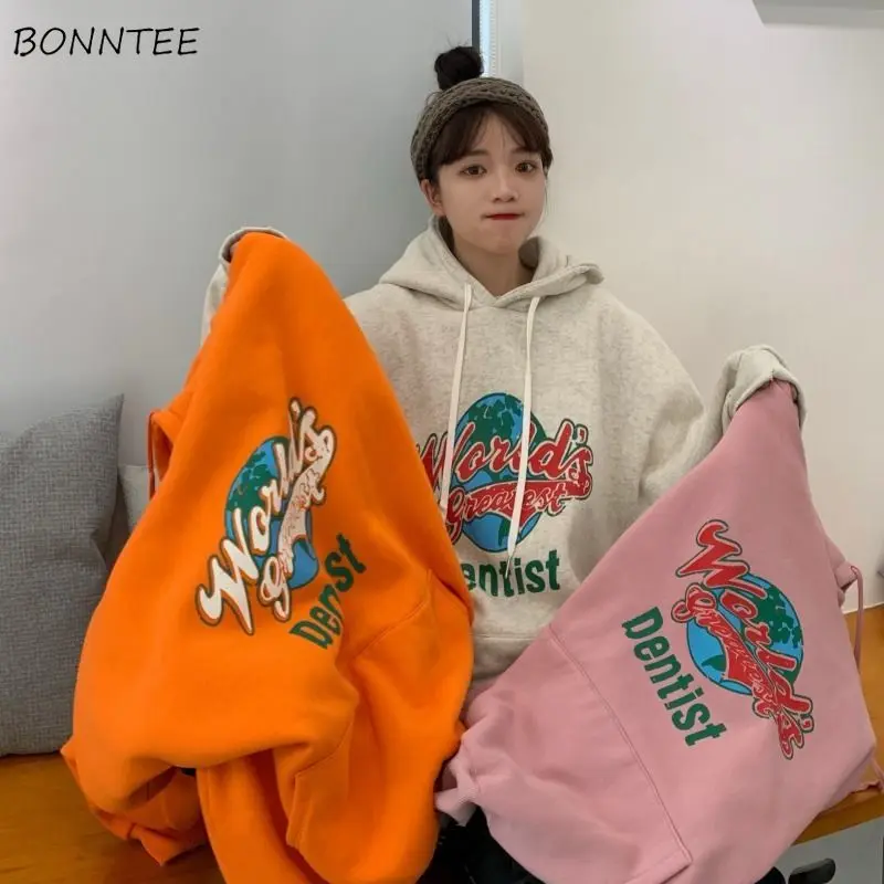 Женская толстовка с капюшоном и карманами Повседневная Свободная Толстовка