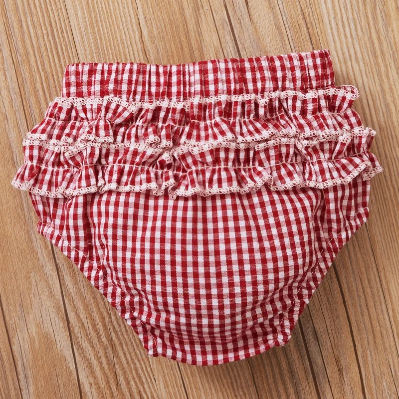 

Newborn Baby Girl Clothing Sets Summer Toddler Short Sleeve Cartoon Print Romper Tops Plaid Shorts Headband Outfits Clothes