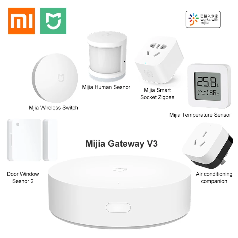 Набор для умного дома Xiaomi Mi Gateway 3 беспроводной переключатель двери датчик