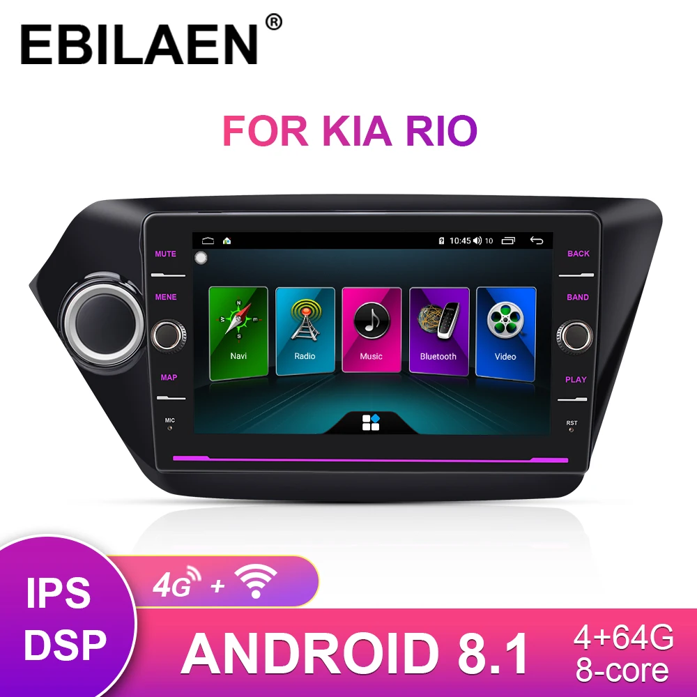 2Din Android 8,1 Автомобильный мультимедийный dvd-плеер для KIA RIO 3 2010- Авторадио Навигация gps стерео радио Кассетный рекордер 4G
