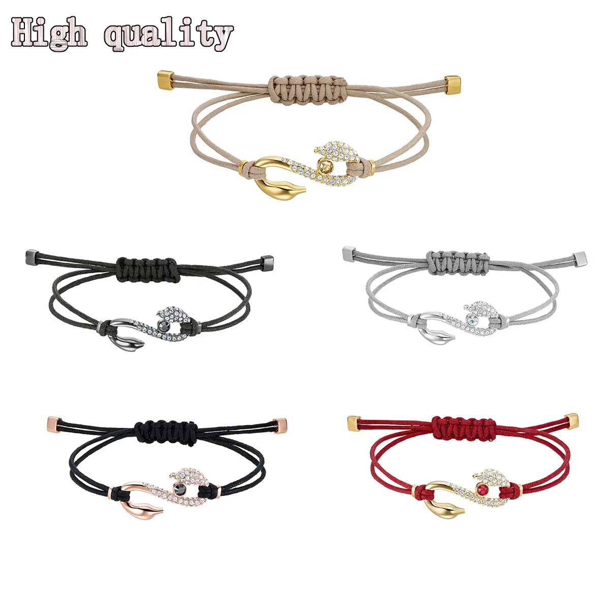 

SWA Fashion Jewelry High Quality Charm S Letter Multicolor Selected Goose Head Leather Rope Bracelet Charming Romantic Gift