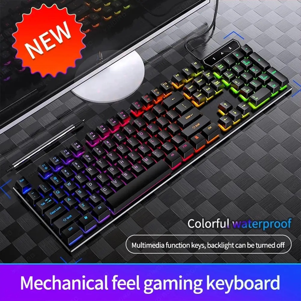 

HOT V4 RGB Backlit Gaming Keyboard Wired Mechanical Feel Gaming Keyboard Usb Computer Accessories For Desktop Tablet Laptop