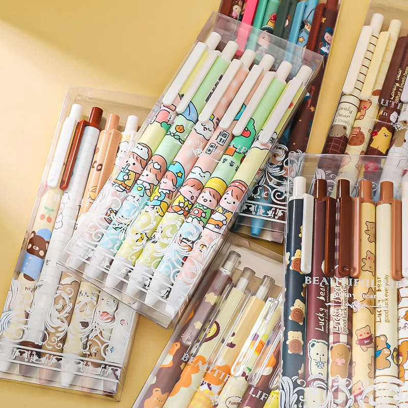 

Zoecor 6Pc/Lot Kawaii Gel Pen Set Cute Ballpoint Pens 0.5mm Black Ink Cartoon School Student Stationery Supplies Caneta