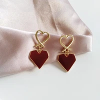 fashion 2021 trend women earrings fashion jewelry heart stud earrings elegant party metal pendent earrings for girl gift