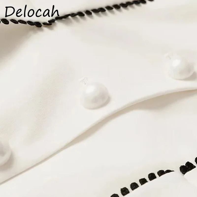 

Delocah Women 2021 New Fashion Runway Party A-Line Dress Long Sleeve Single Breasted Elegant Slim Ladies Midi Dresses Vestidos