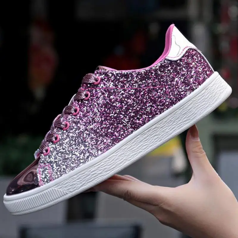Модные кроссовки с блестками повседневные женские спортивная обувь для бега
