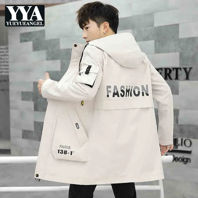 Ветровка мужская с капюшоном модная повседневная приталенная куртка для работы