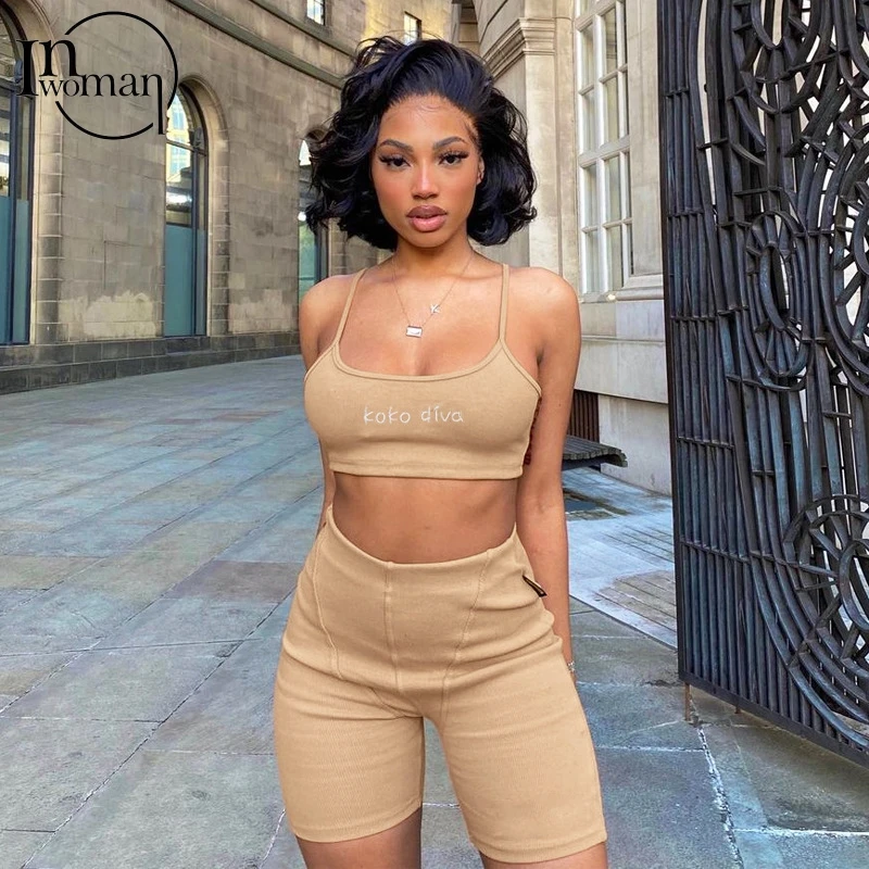 

Inwoman комплекты из 2 предметов с буквенным принтом, без рукава с женские костюмы из двух предметов для малышей; Сезон лето; Комплекты с шортами...