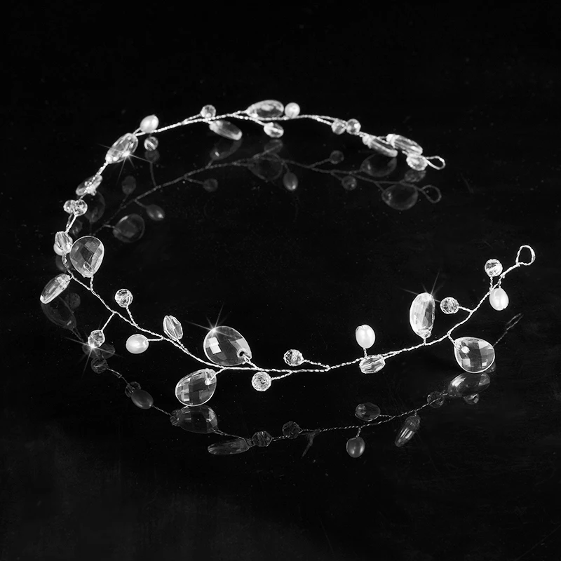 EGXT40 silver Золотистые Серебристые повязки для волос, ювелирные изделия для волос, жемчужные кристаллы, свадебные диадемы, головной убор, свадебные аксессуары для волос, подарок - Окраска металла: EGXT40 silver