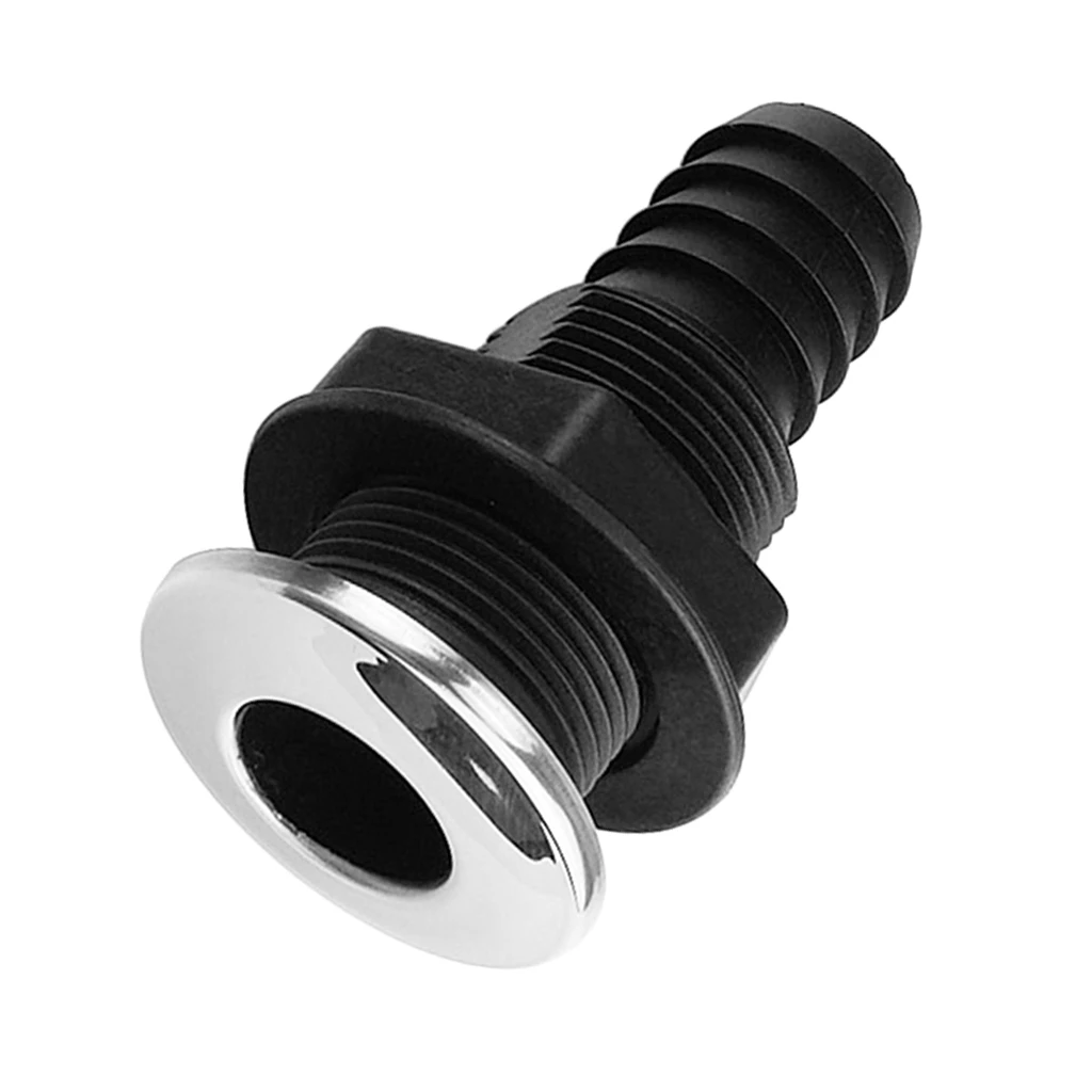 

3/4" Black Plastic Thru-Hull Bilge Pump And Aerator Hose Fitting Boat Drain